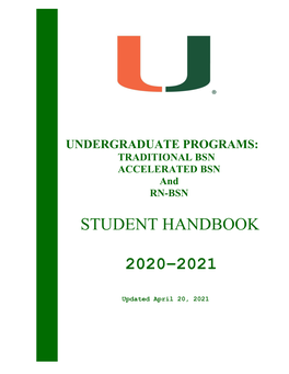 Student Handbook 2020–2021