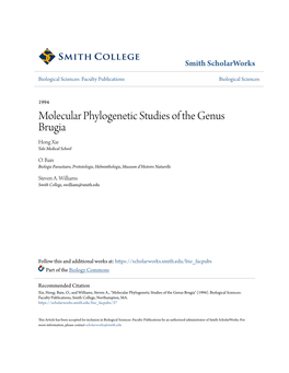 Molecular Phylogenetic Studies of the Genus Brugia Hong Xie Yale Medical School