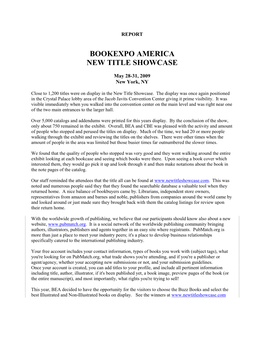 Bookexpo America New Title Showcase
