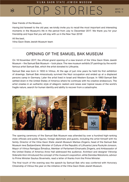 Opening of the Samuel Bak Museum