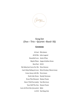 Georga Byrne Final Aug 2021 Complete Song List