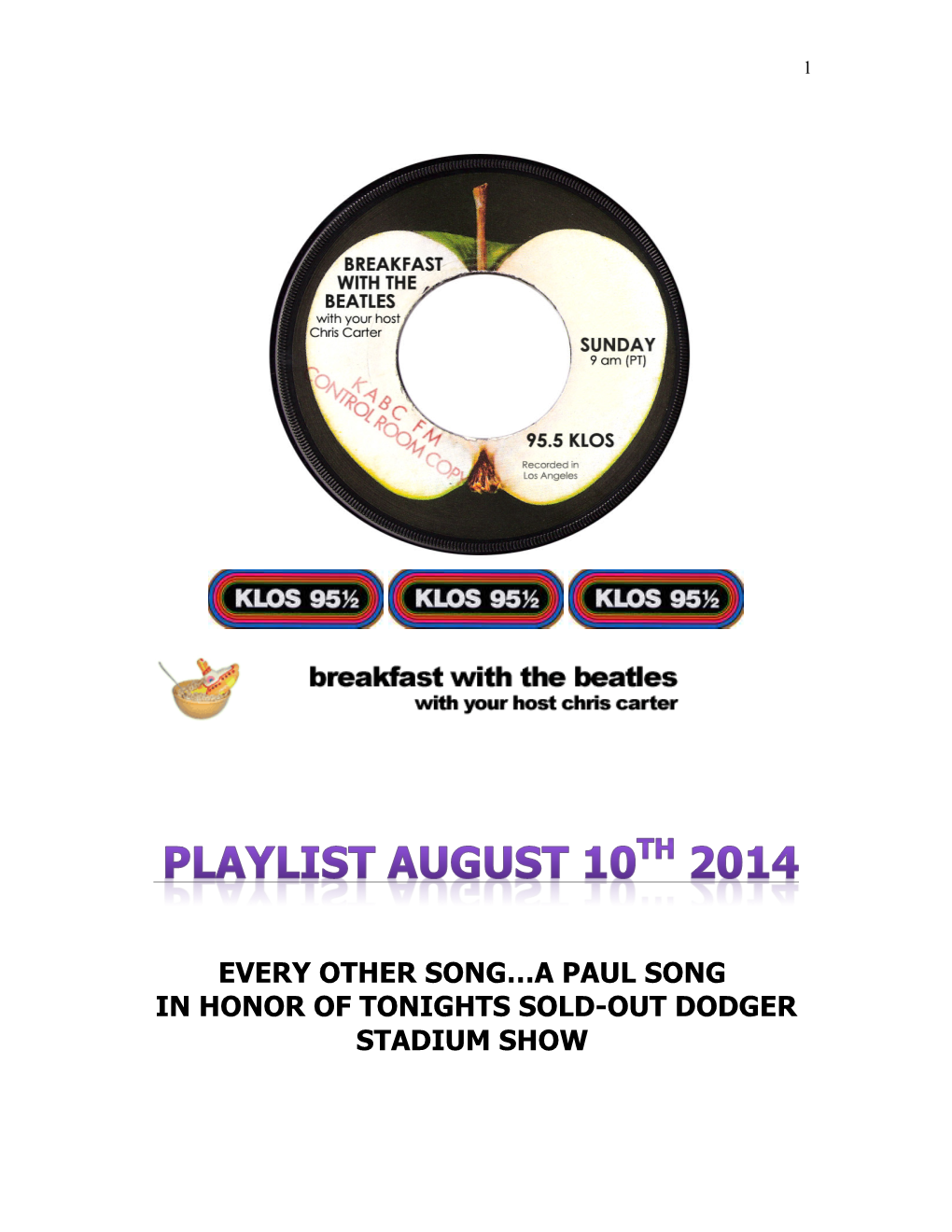 KLOS Aug. 10Th 2014