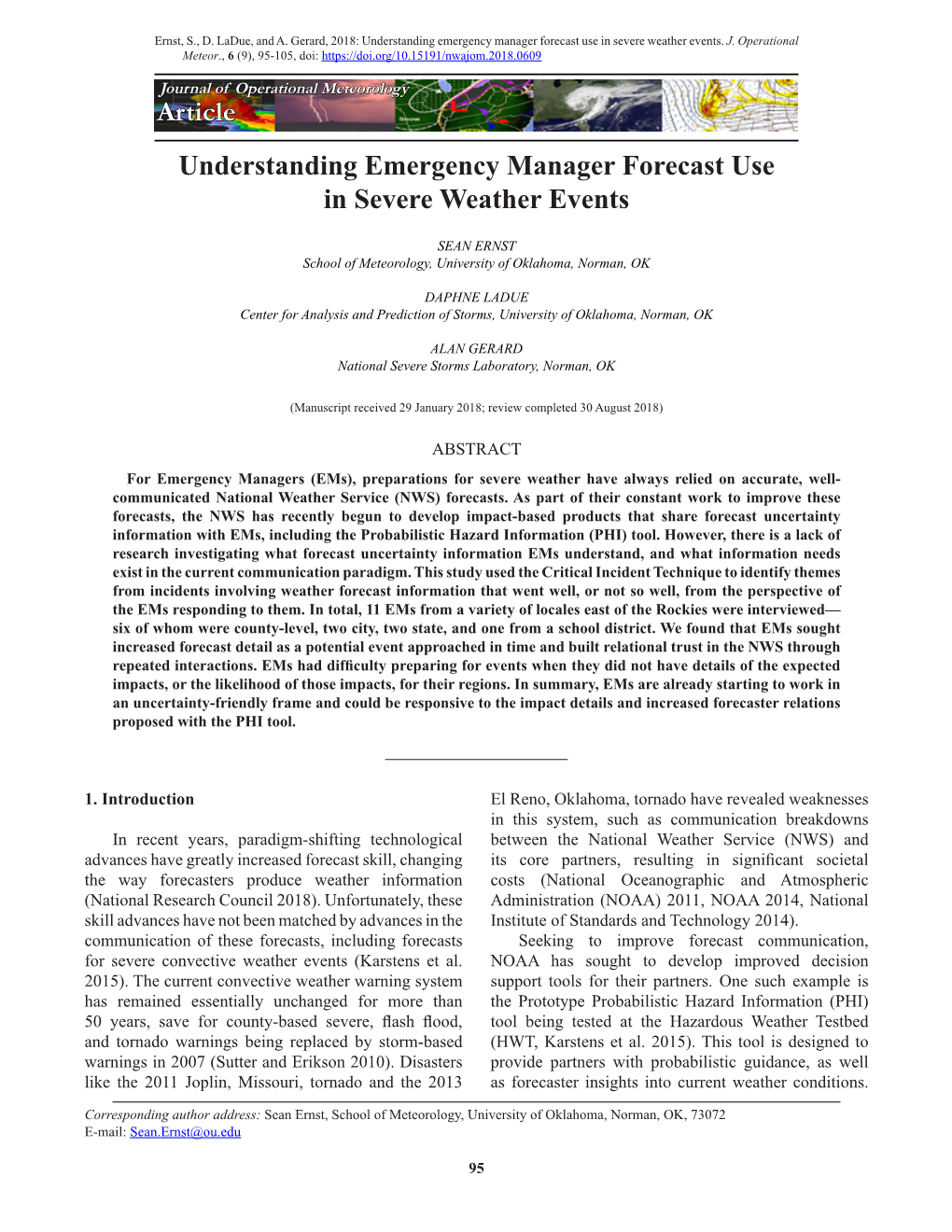 Understanding Emergency Manager Forecast Use in Severe Weather Events