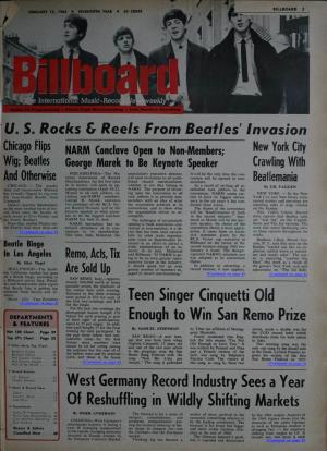 Billboard 3 February Is, 1964 Seventieth Year 50 Cents