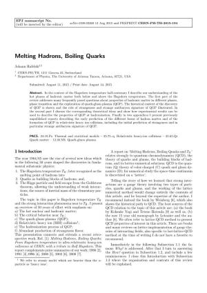 Melting Hadrons, Boiling Quarks