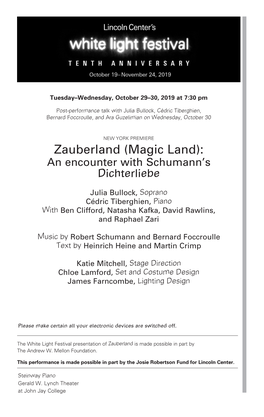 Zauberland (Magic Land): an Encounter with Schumann’S Dichterliebe