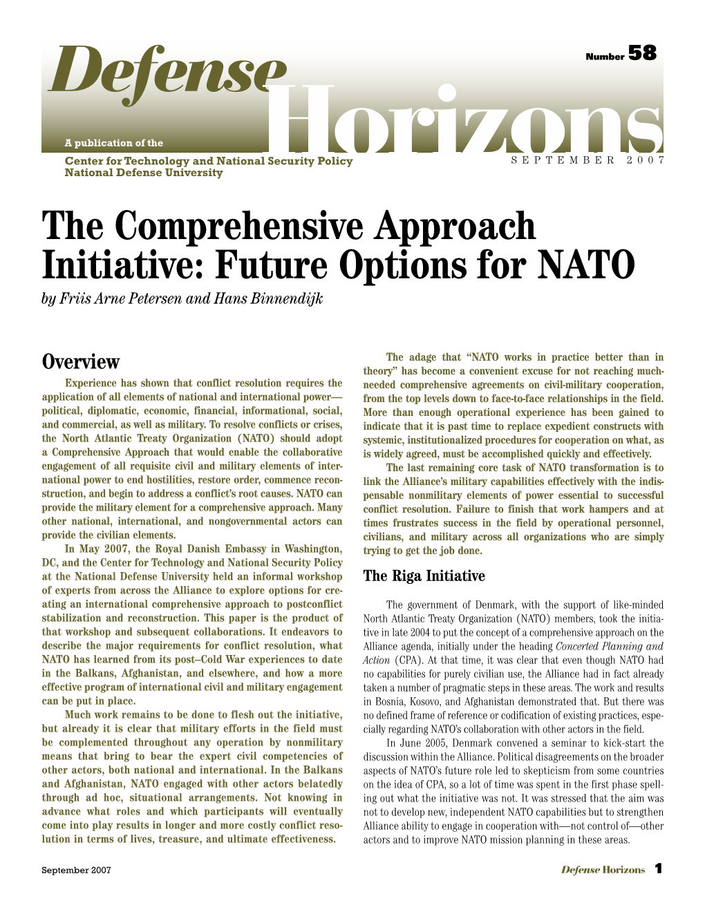 Defense Horizon on the Comprehensive Approach