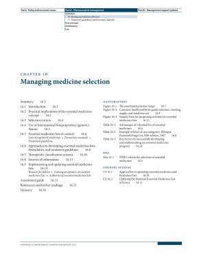 Managing Medicine Selection 17 Treatment Guidelines and Formulary Manuals Procurement Distribution Use