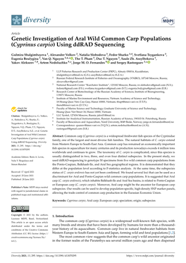 Cyprinus Carpio) Using Ddrad Sequencing