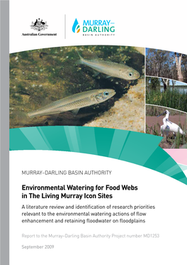 Environmental Watering for Food Webs in the Living Murray Icon Sites
