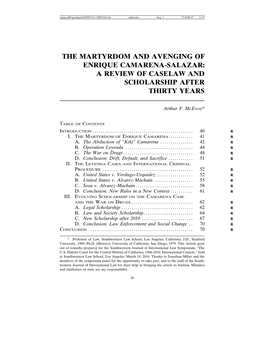The Martyrdom and Avenging of Enrique Camarena-Salazar: a Review of Caselaw and Scholarship After Thirty Years