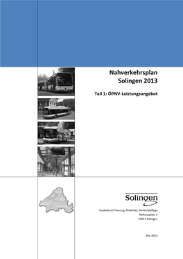 Nahverkehrsplan Solingen 2013