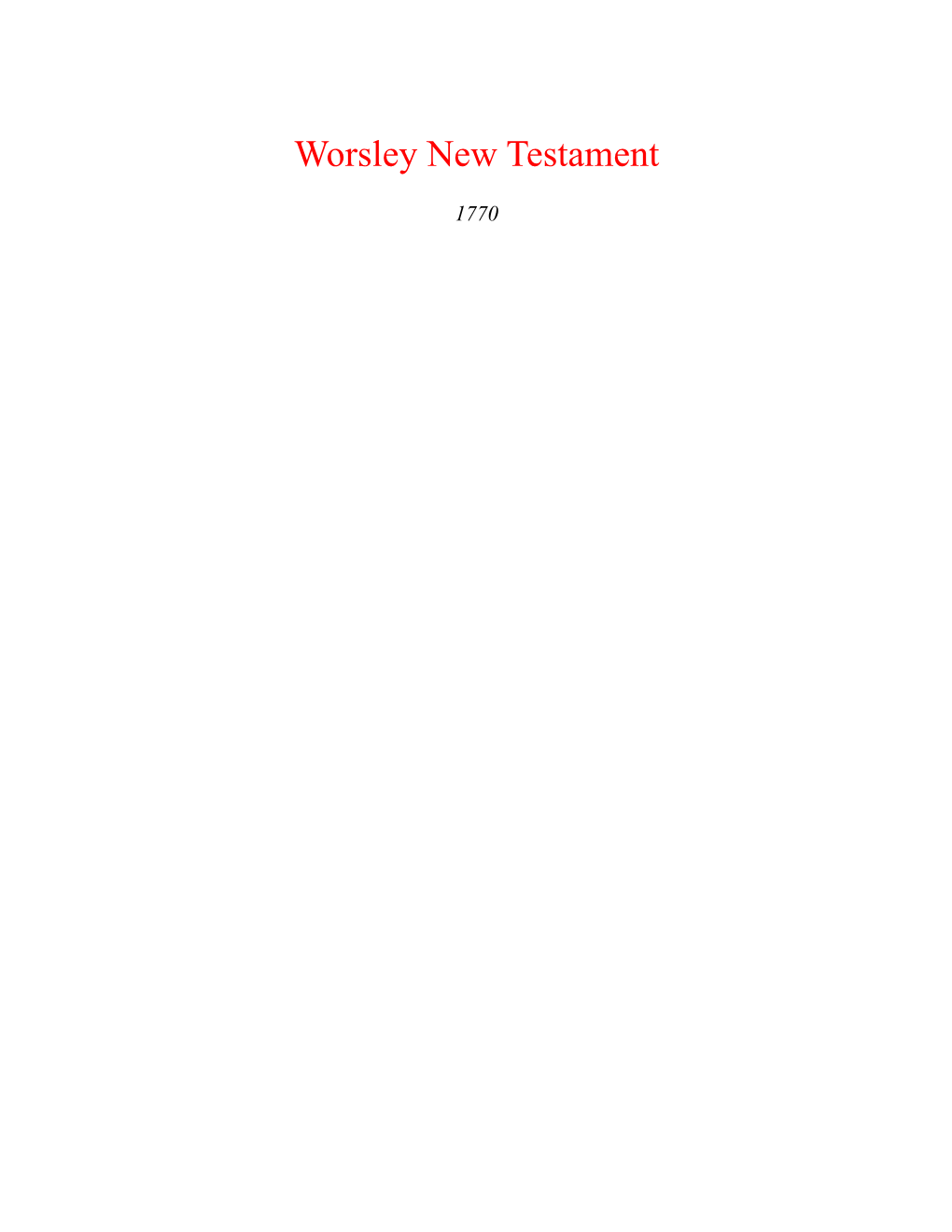 Worsley New Testament
