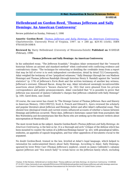 Thomas Jefferson and Sally Hemings: an American Controversy'
