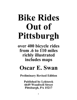 Oscar Swan : Bike Rides out of Pittsburgh