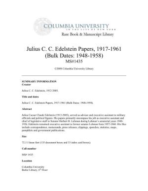 Julius CC Edelstein Papers, 1917-1961