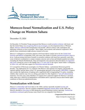 Morocco-Israel Normalization and U.S. Policy Change on Western Sahara