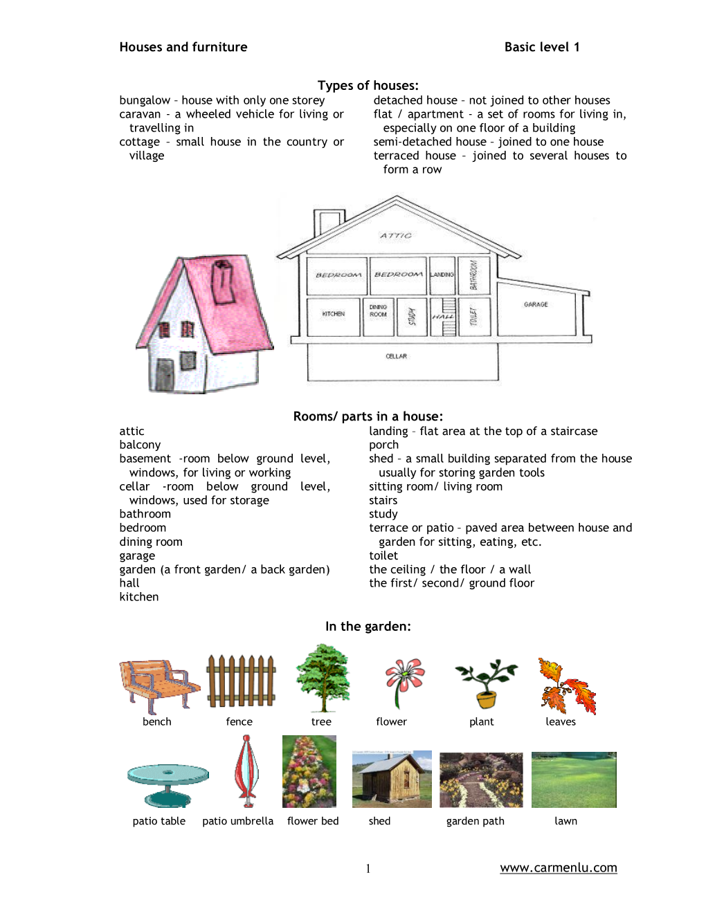 Houses and Furniture Basic Level 1 1 Types Of