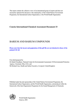 Barium and Barium Compounds