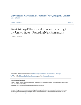 Feminist Legal Theory and Human Trafficking in the United States: Towards a New Framework Cynthia L