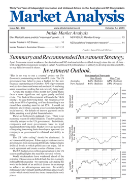 Summary and Recommended Investment Strategy. Investment