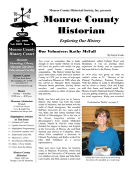Issue 2 Monroe County Our Volunteer: Kathy Mcfall History Center by Gayle Cook