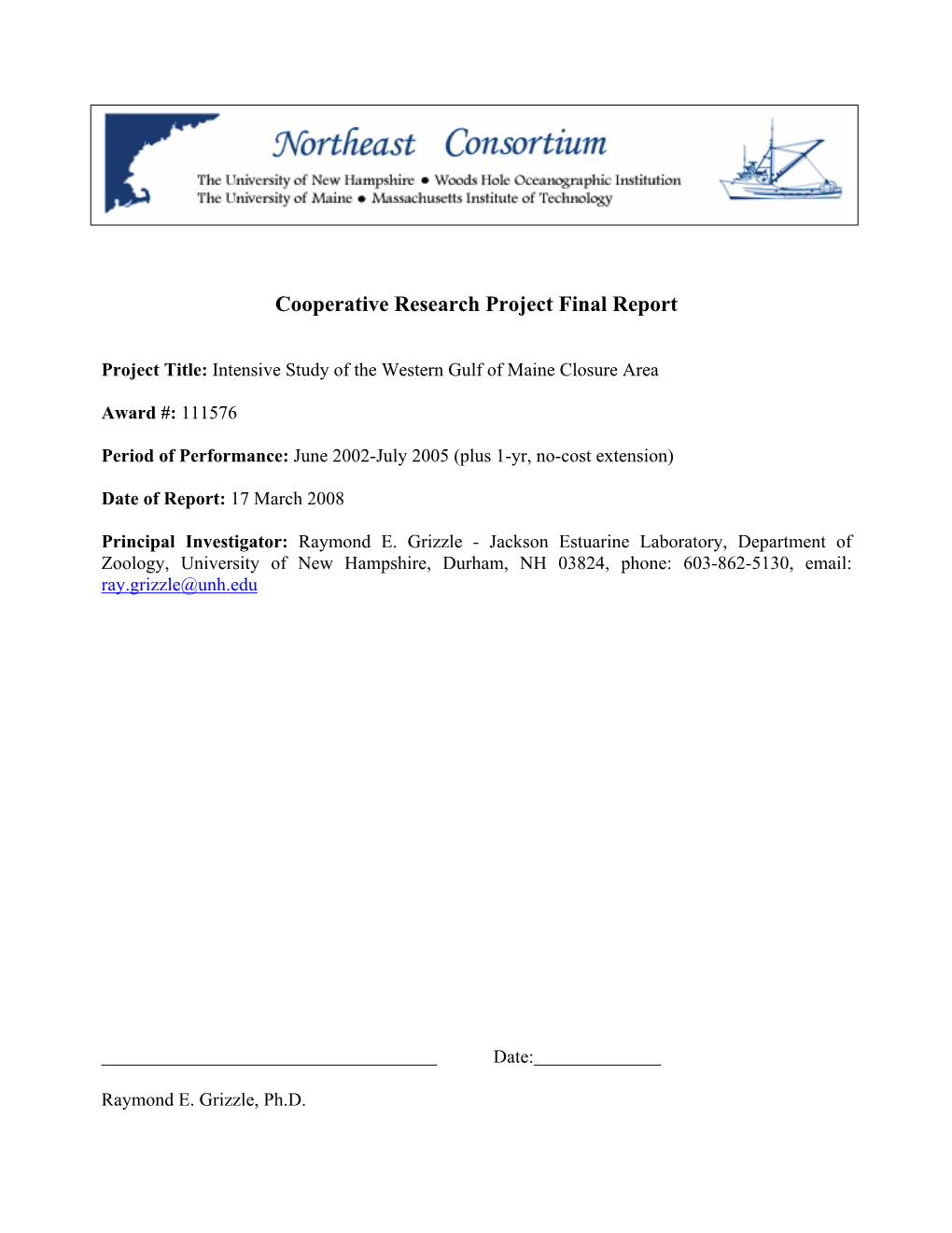 Cooperative Research Project Final Report