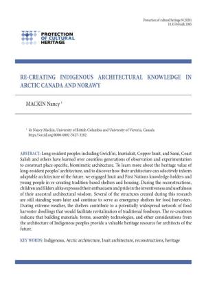 Re-Creating Indigenous Architectural Knowledge in Arctic Canada and Norawy