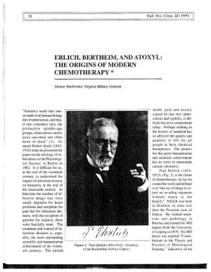 Erlich, Bertheim, and Atoxyl: the Origins of Modern Chemotherapy *