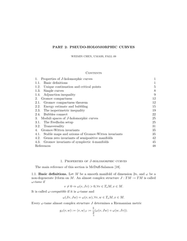 Part 2: Pseudo-Holomorphic Curves