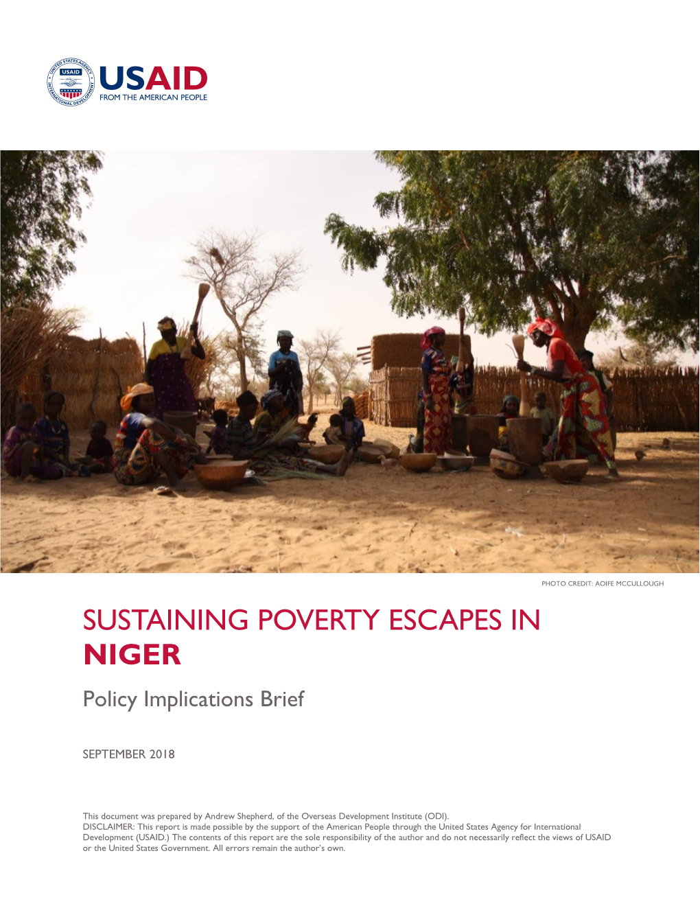 SUSTAINING POVERTY ESCAPES in NIGER Policy Implications Brief