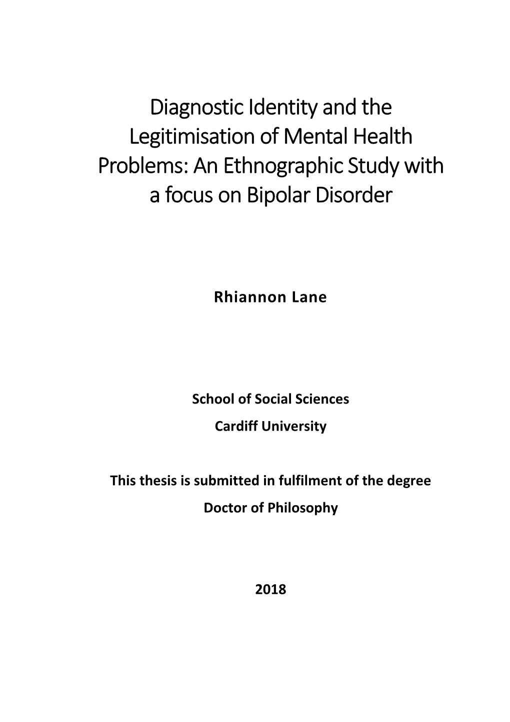 An Ethnographic Study with a Focus on Bipolar Disorder