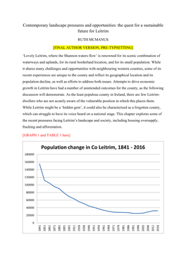 Population Change in Co Leitrim, 1841 - 2016 180000
