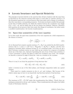 8 Lorentz Invariance and Special Relativity