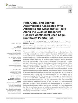 Fish, Coral, and Sponge Assemblages Associated with Altiphotic and Mesophotic Reefs Along the Guánica Biosphere Reserve Continental Shelf Edge, Southwest Puerto Rico