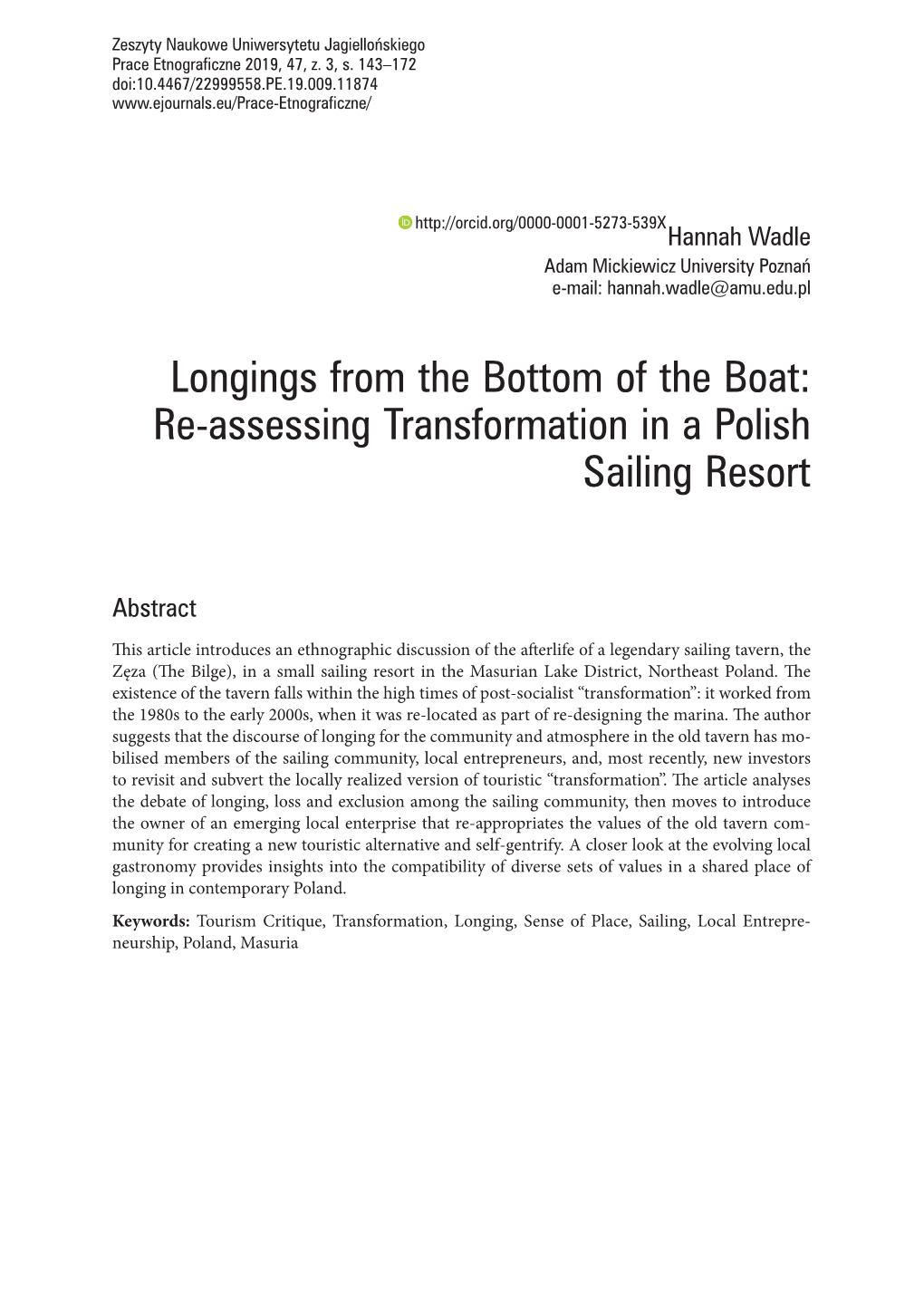 Re-Assessing Transformation in a Polish Sailing Resort