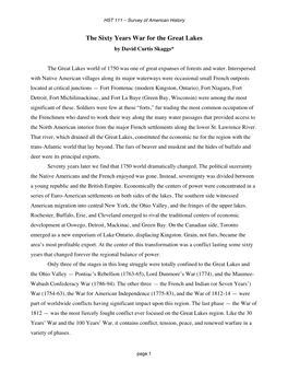 The Sixty Years War for the Great Lakes by David Curtis Skaggs*