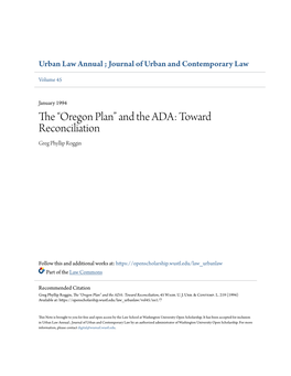 Oregon Plan” and the ADA: Toward Reconciliation, 45 Wash