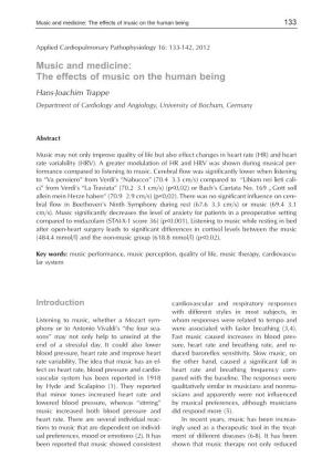 Music and Medicine: the Effects of Music on the Human Being 133