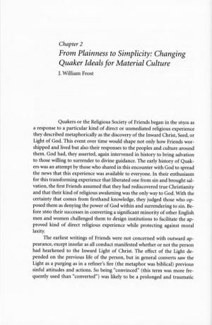 From Plainness to Simplicity: Changing Quaker Ideals for Material Culture J