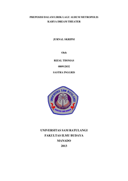 Universitas Sam Ratulangi Fakultas Ilmu Budaya Manado 2013