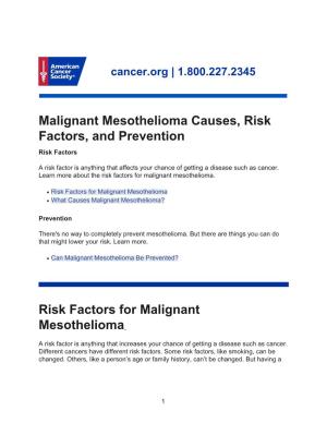 Risk Factors for Malignant Mesothelioma