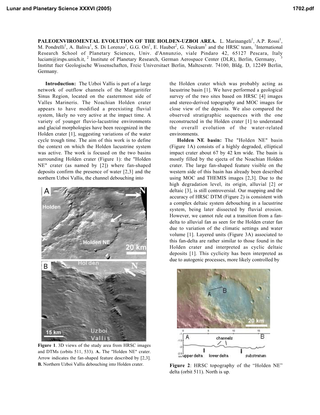 Paleoenviromental Evolution of the Holden-Uzboi Area