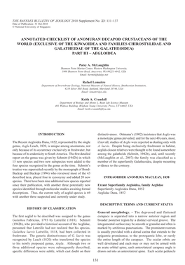 131 Annotated Checklist of Anomuran Decapod