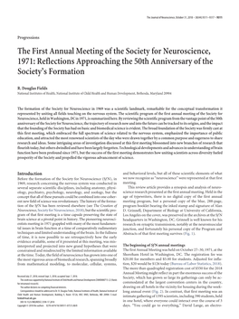 The First Annual Meeting of the Society for Neuroscience, 1971: Reflections Approaching the 50Th Anniversary of the Society’S Formation