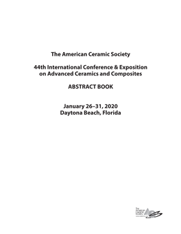 The American Ceramic Society 44Th International Conference
