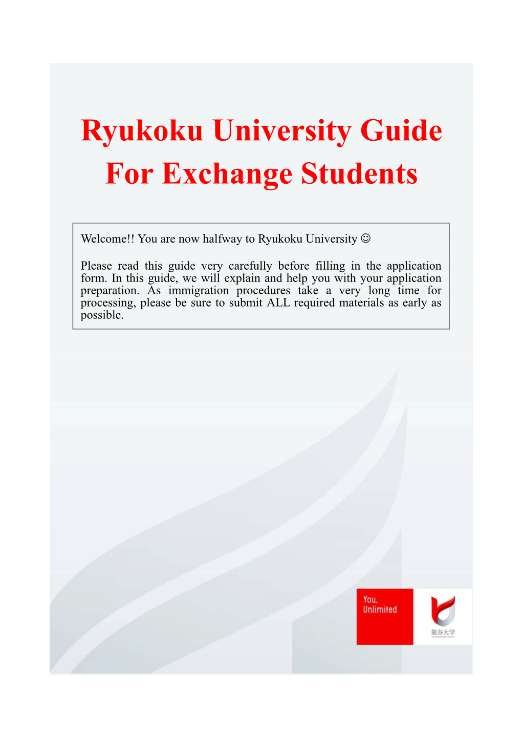 Ryukoku University Guide for Exchange Students