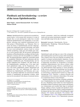 Flashback and Foreshadowing—A Review of the Taxon Opisthobranchia
