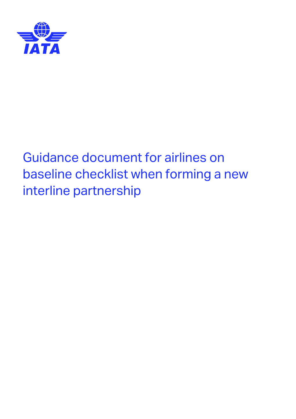 Guidance Document for Airlines on Baseline Checklist When Forming a New Interline Partnership