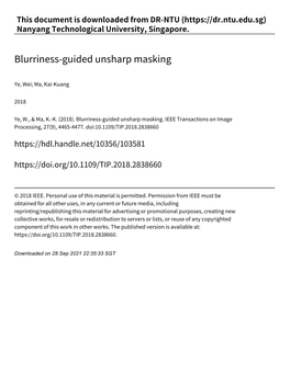 Blurriness‑Guided Unsharp Masking